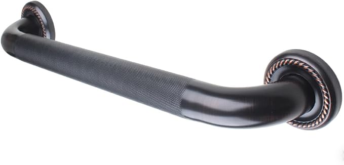 24-inch Textured Grab Bar for Bathtub and Shower, Oil Rubbed Bronze Finish, 1.5-Inch Diameter, Bathroom Toilet Saftey Hand Rail, Wall-Mounted, Great for Towel Holder/Stair Handrail