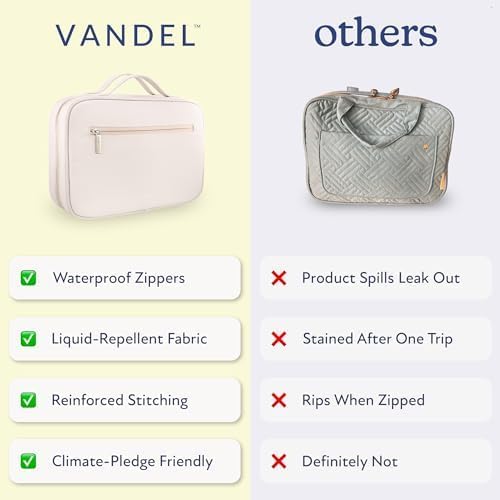 VANDEL Waterproof Hanging Toiletry Bag [TSA-Approved] Hanging Makeup Organizer Bag, Cosmetic Travel Bags for Women, Makeup Case Toiletries Organizer Hygiene Bathroom Shower Caddy - Sand