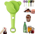 2026 New 4-in-1 Multi-Purpose Jar Opener, Adjustable Stainless Steel Ergonomic with Non-Slip Teeth, Jar Opener for Weak Hands, Multi Size Lid Tool for Jars, Cans, Wine Bottles (Green)