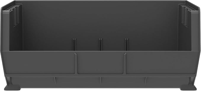 Akro-Mils 30250 AkroBins Plastic Storage Bins, Space-Saving Stackable Bins for Garage, Pantry, Craft Organization, 15" x 16" x 7", Black, 6-Pack