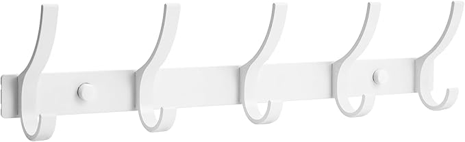 Optish Coat Rack Wall Mount, Coat Hook Wall Mount, Wall Hooks for Hanging, Hat Rack for Walls, Coats Hanger with 10 Hook, Towel Hooks for Bathrooms (1 Pack, White)
