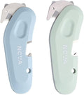 2 Pack 3-in-1 Magnet Nova Disposal Pop-open Cutter Mini Box Cutter with Safety Concealed Blade, Keychain Box Opener