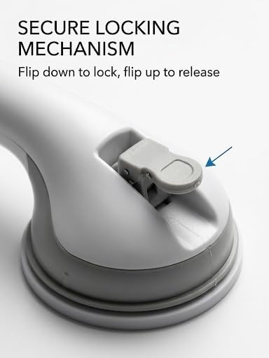 Suction Grab Bars for Shower, 2 Pack 16 Inch No Drill Removable Bath Handrails - Shower Handle for Seniors & Elderly, Anti-Slip Bathroom Safety Bar, Locking Suction Cups with Seal Check (Gray)