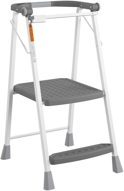COSCO 2-Step Kitchen Stepper™ Folding Step Stool, Safety Kit Series, Ages 4+, Grey