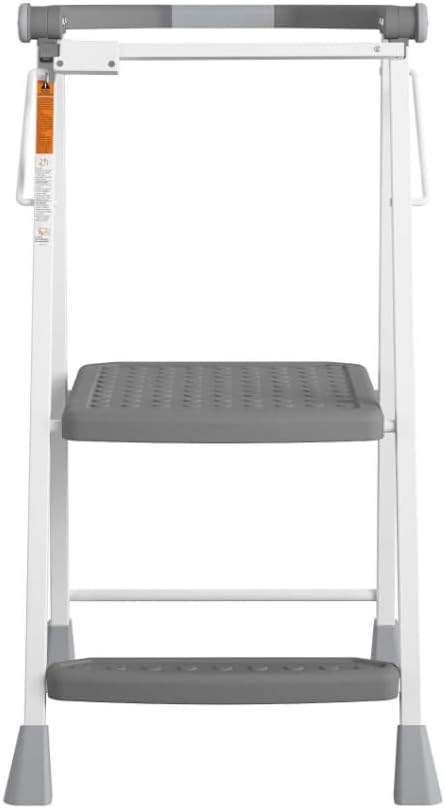 COSCO 2-Step Kitchen Stepper™ Folding Step Stool, Safety Kit Series, Ages 4+, Grey