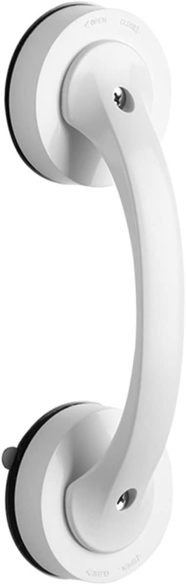 jojofuny 8.07 Inch Portable Suction Shower Grab Bar with Locking Suction Cups for Bathroom Safety and Support Handles for Seniors on Smooth Tiles and Glass