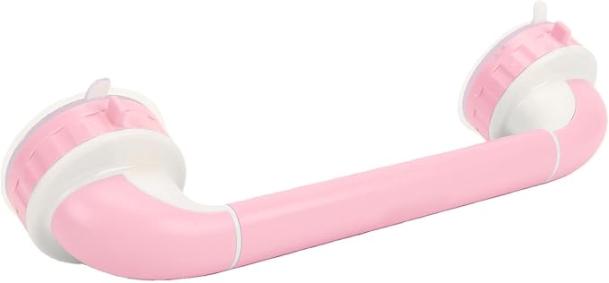 BRRNOO Shower Grab Bar for Kids with Reinforced Suction Cups, Stable Support for Toddlers Learning to Stand, Balanced & Stable Bath Handle, Hygienic & Easy Setup, ABS Material, 14.37in (Pink)