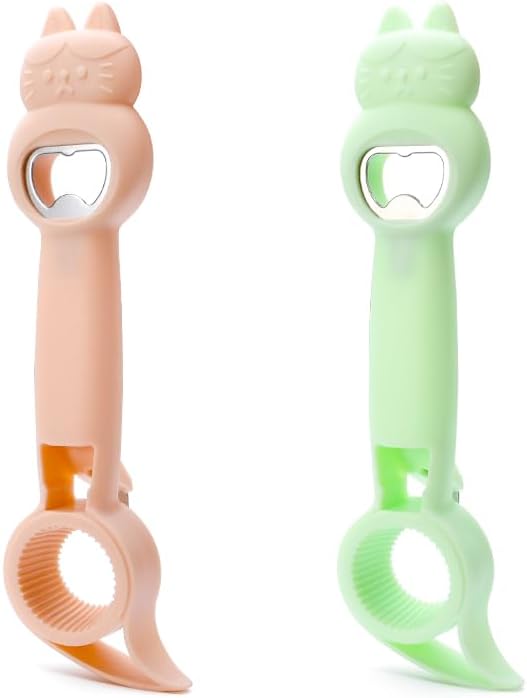 4-in-1 Multi Function Can Opener and Bottle Opener Set, Kitchen Tool for Jars and Bottles, Arthritis Friendly, 2 Pack (2)