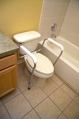 Essential Medical Supply Adjustable Toilet Safety Rails with Handles - Sturdy and Secure Toilet Frame for Elderly and Seniors - Toilet Helper with Adjustable Handles for Added 250lb Support and Safety