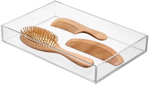 iDesign Clear Drawer Organizer, Plastic Tray for Makeup Storage on Bathroom Vanity, Dresser or Desk
