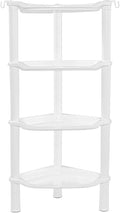 4 Tier Corner Shower Caddy, Rustproof, Plastic Shower Organizer for Bathroom, Bathtub, Shower pan, Bath Accessories Shower Caddies, 13.5 x 10 x 33.5 Inches, White (Round Slot White 4 Tier)