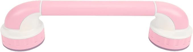 BRRNOO Shower Grab Bar for Kids with Reinforced Suction Cups, Stable Support for Toddlers Learning to Stand, Balanced & Stable Bath Handle, Hygienic & Easy Setup, ABS Material, 14.37in (Pink)