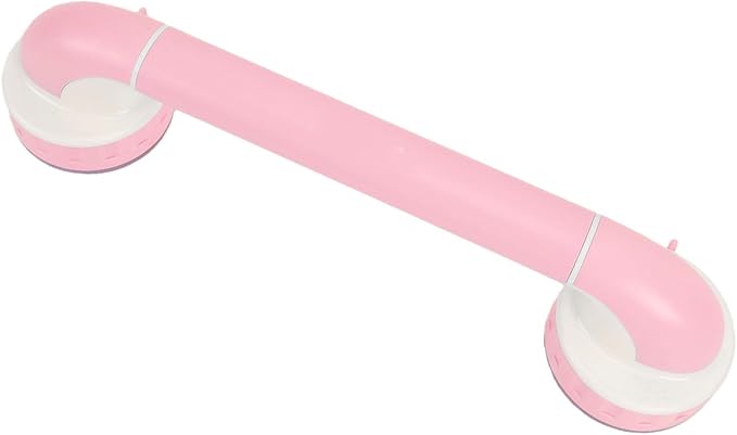BRRNOO Shower Grab Bar for Kids with Reinforced Suction Cups, Stable Support for Toddlers Learning to Stand, Balanced & Stable Bath Handle, Hygienic & Easy Setup, ABS Material, 14.37in (Pink)