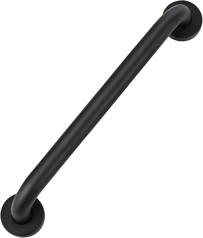 supregear Grab Bars for Wall, Bathroom Shower Handle for Seniors, 1 Inch Diameter 201 Stainless Steel Safety Hand Rail, Wall Mounted Toilet Bathtub Support, Black Finish, 16 Inch