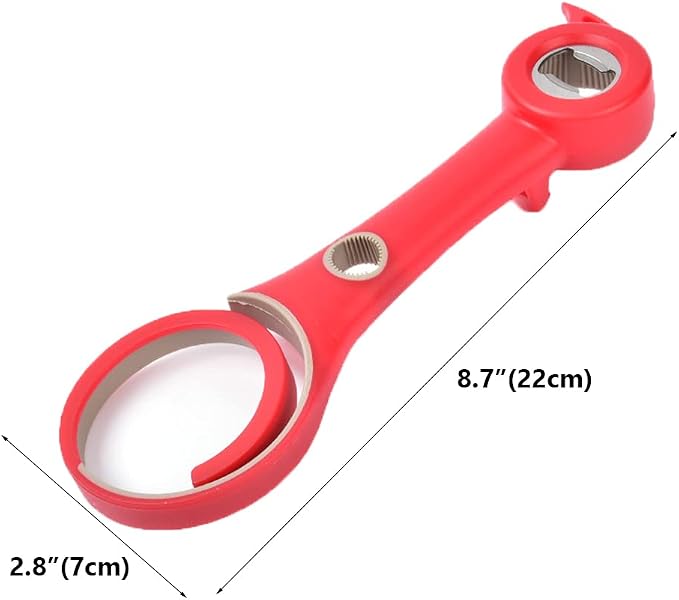 Muellery Multifunctional 6 in 1 Opener Jar Bottle Can Opener Comfort Easy To Use Home Multi Kitchen Tools Red CW00542Red