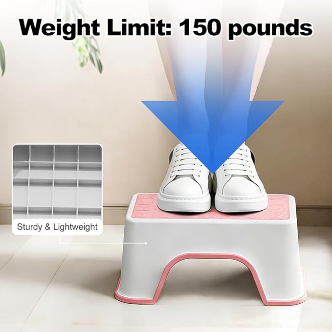 5 Inch Height Step Stool, 11.8" L x 7.5" W Toddler Step Stool, One Step Stools for Kids, Small Child Foot Stool for Bed, Bathroom, Toilet, Potty Training - Pink 11.8" L x 7.5" W x 5''H
