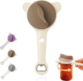 4-in-1 Jar Opener Adjustable Stainless Steel Lid Remover for Seniors and Those With Limited Strength Works, Fits Kitchen Beer, Sauces & Canned Goods（Brown）