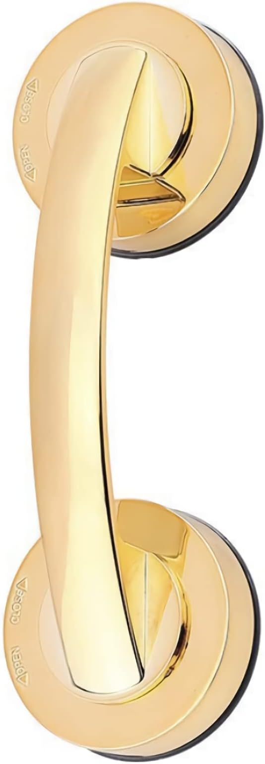 Glass Door and Window Handle, Suction Cup Bathroom Sliding Doors Handles, Non-Porous Handles Shower Grab Bars, Cabinets and Wardrobes Non-Marking Handle (Gold)