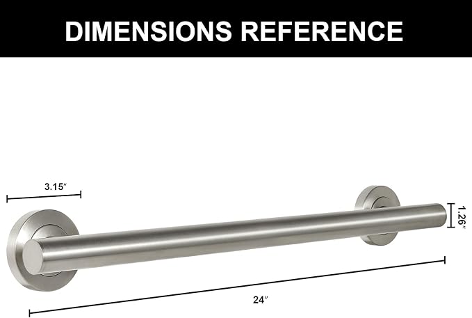 Lava Odoro Shower Grab Bar, Modern Stainless Steel Handicap Grab Bar for Bathtubs and Showers, Shower Safety Bar for Seniors Disabled, ADA-Compliant (Brushed Nickel, 24 Inch)