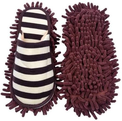 Cleaning Slippers Microfiber Slipper Detachable Mopping Shoes House Floor Cleaning Mop Chenille Sole, One Size (Brown)