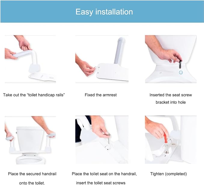 Toilet Handles for Seniors, Toilet seat Safety Frames & Rails Assist for Elderly sit to Stand, Toilet Handicap Rails with arms Toilet Grab Bars for Seniors No Legs Easy Install