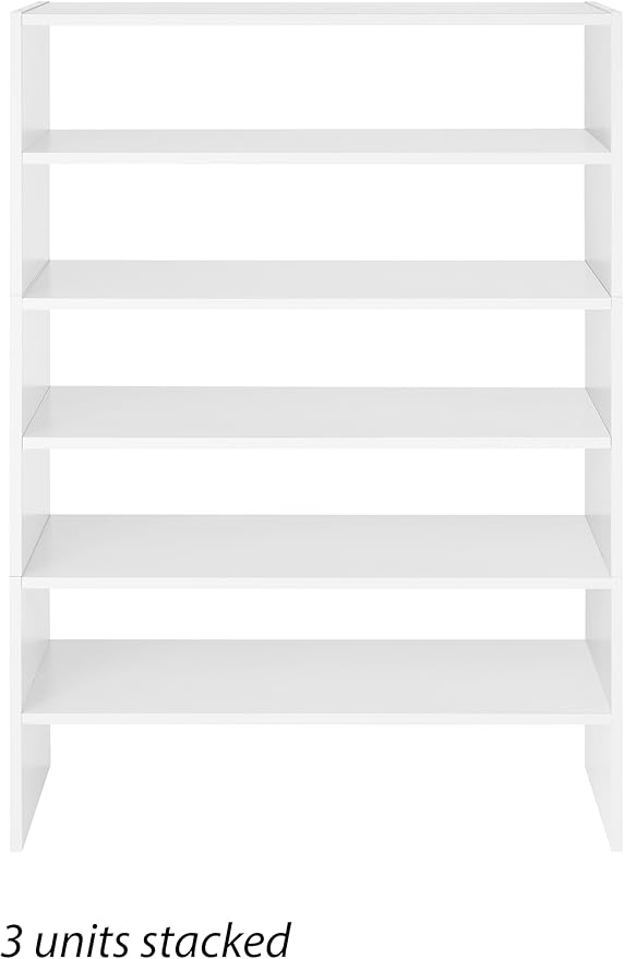 Whitmor Stackable 31" Extra Wide 2-Shelf Storage Organizer, White，2 Pack