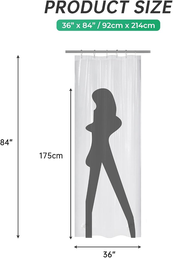 AmazerBath Long Stall Shower Curtain 36x84 Inches, Walk in Shower Curtain Plastic, Clear Shower Stall Curtain Heavy Duty Thick PEVA, Narrow Curtain with 2 Weighted Stones and 6 Grommet Holes
