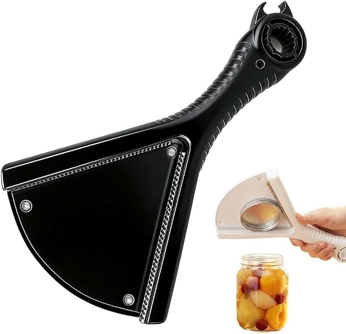 Jar Opener for Weak Hands, Multi-Purpose Bottle & Jar Opener with Ergonomic Grip, Easy Lid Opener for Seniors and Low Hand Strength (Black)