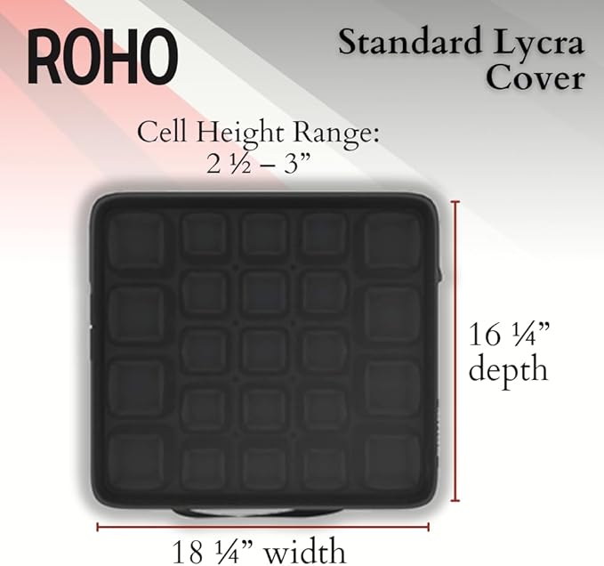 Roho Mosaic Seat Cushion 18” x 16” Inflatable Air Cell Design, Adjustable Firmness, Non-Skid Cover, Lightweight Portable Cushion for Wheelchair, Office Chair, Car & Home