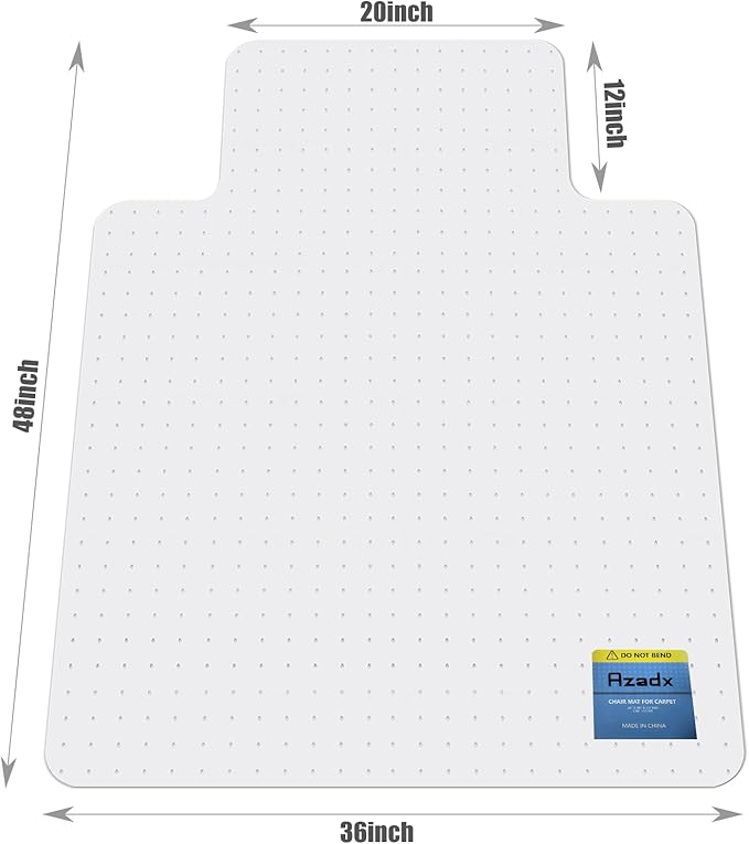 Azadx Heavy Duty Office Chair Mat for Carpet 36" x 48" with Lip Hard Material Chair Mat for Carpeted Floor Non-Slip Carpet Protector for Easy Glide Desk Floor Mat for Office Chair on Carpets 2 Pack