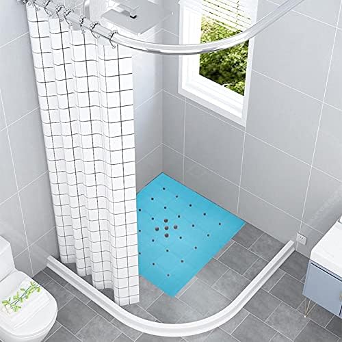Webos Shower Mat for Textured Surface：Silicone Non Slip Shower Mat Without Suction Cups Foldable - Square Bath Mat for Reglazed Tub Textured Shower Floor (Blue, 21x21 Inches)