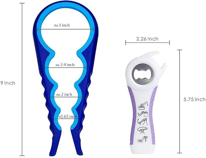Jar Opener & Bottle Can Opener Multifunction Bottle Lid Grippers for Weak Hand, Elderly, Seniors, Arthritis Sufferers,Child,Women (Blue)
