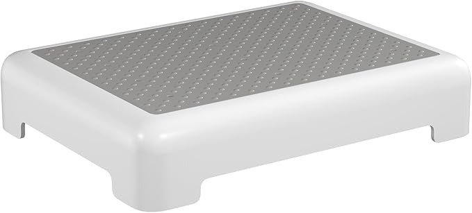 Mobility One Step Stool for Adult Elderly, Non-Slip Heavy Duty Indoor Outdoor Step Platform Assistive Device, Portable Riser for Car, Bed, Door, Stair, Bathroom, Black-Gray, White-Gray
