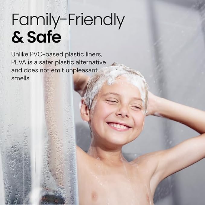 LiBa Waterproof Plastic Shower Curtain - Bathroom Shower Curtain Premium PEVA Non-Toxic Shower-Liner with Rust Proof Grommets Clear 8G Heavy Duty Bathroom Accessories 72x84 - Clear