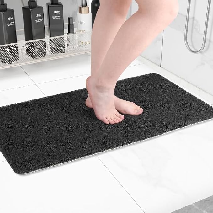 Hargiis Non-Slip Bathtub Mat, Anti Slip Shower Mat, Fast Drying Bathtub Mats, Foot Scrubber Mat, Anti Slip Mat for Tub, Floor, Bathroom, Kitchen, Home, Hotel (Black 36"×24")