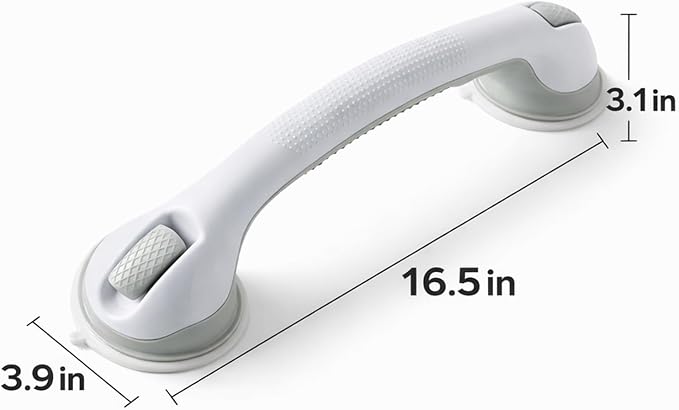 Grab Bars for Bathtubs and Showers, 2 Pack 16.5" Bathroom Safety Handles with Strong Suction Cups, Non-Slip Grip Balance Support for Shower & Bathtub, Seniors & Limited Mobility