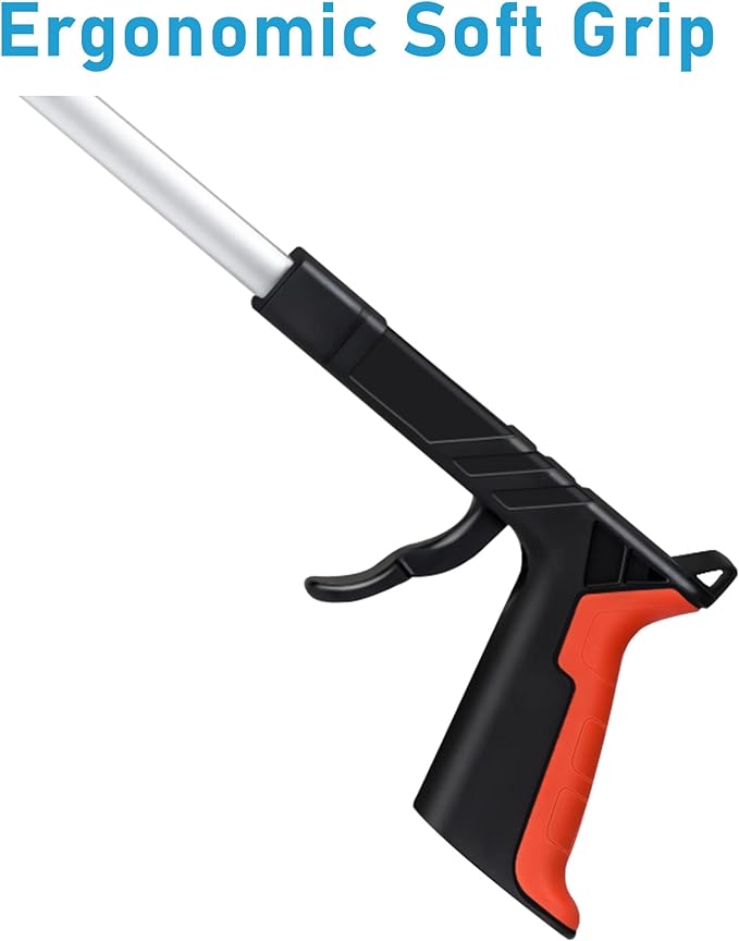 2025 Upgrade Grabber Reacher Tool, 360° Rotating Head, Wide Jaw, 32" Foldable, Lightweight Trash Claw Grabbers for Elderly, Reaching Tool for Trash Pick Up Stick, Litter Picker, Arm Extension (Orange)