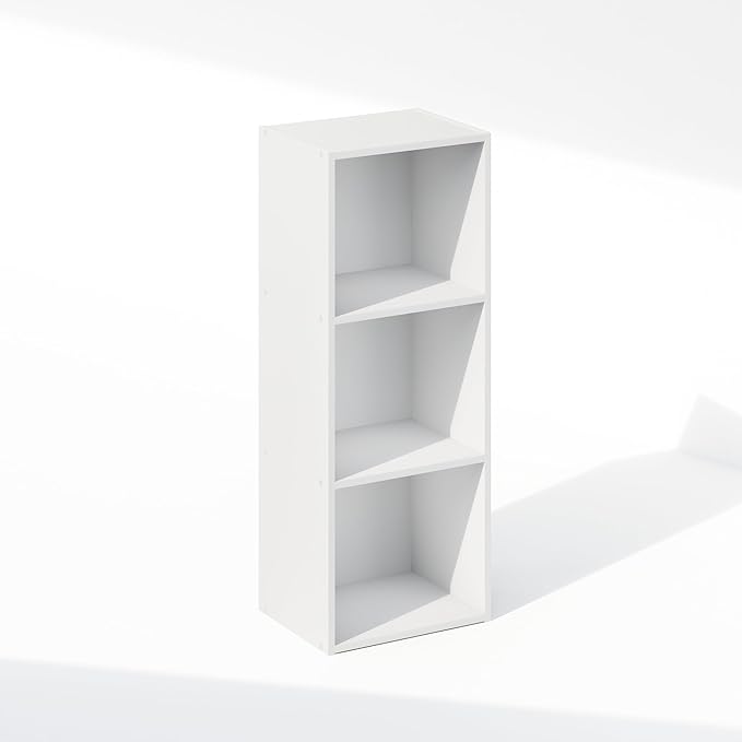 Furinno Reed Closet Organizers and Storage, 3-Tier Closet Organizer, Open Shelf Closet Storage, for Wardrobe, Bedroom, Living Room, White