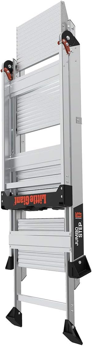 Little Giant Ladders, Jumbo Step, 4-Step, 3 foot, Step Stool, Aluminum, Type 1AA, 375 lbs weight rating, (11904), Gray