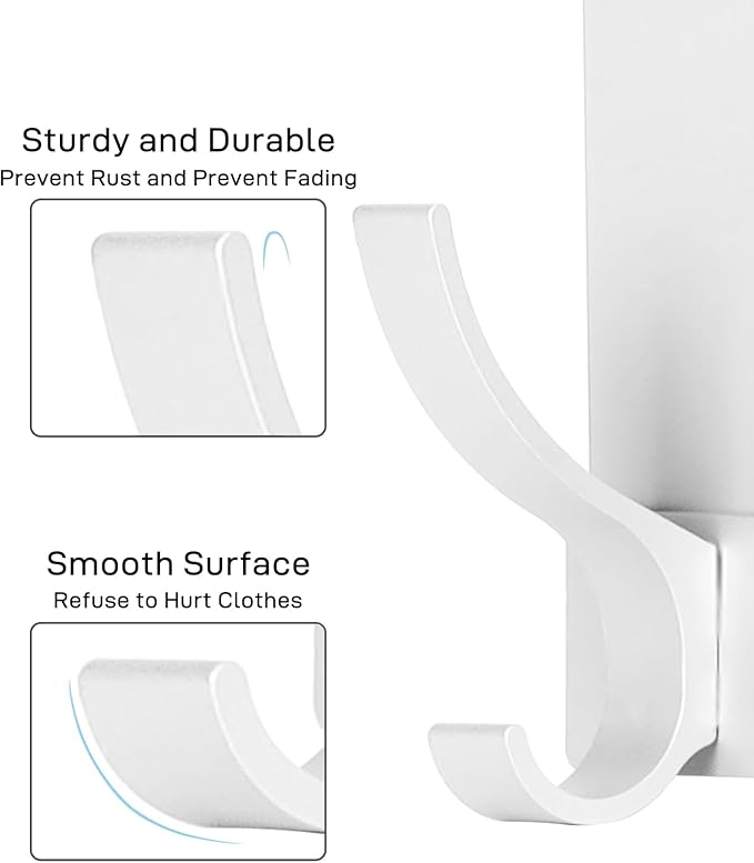 Optish Over The Door Hooks, Door Hanger Hooks for Hanging, Over The Doors Towel Racks for Bathroom with 10 Coat Hook, 2 Pack, Silver, Fit 1-3/4" Doors