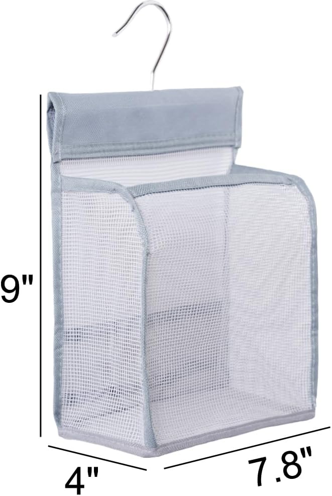 ALYER Hanging Mesh Shower Caddy Organizer Bathroom Storage Bag with Hooks for College Dorm, Gym, Swimming,RV and Travel,Gray