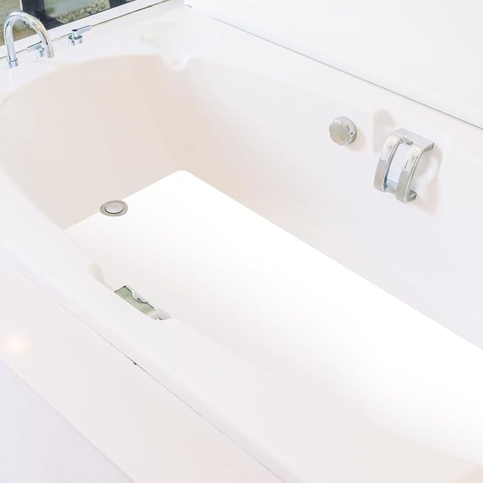 Colingmill 16" x 40" Non Slip Bathtub Mat for Tub Peel and Stick Adhesive Vinyl Anti Slip Non Skid Safety White Bath Mat Sticker with Drain Cut Out for Shower Floor Boat Wet Areas