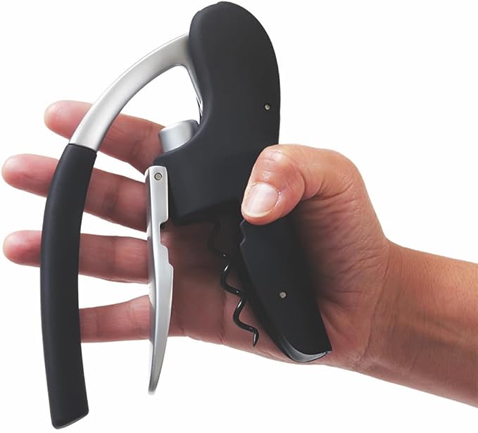 Franmara Black Stainless Steel Lever Style Speed-Pull Decorker with Built-in Foil Cutter