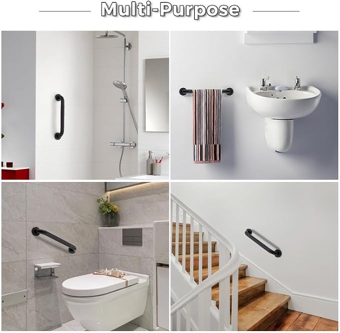 Grab Bars for Shower, 1 Pack 32-Inch Anti Slip Shower Handles for Elderly, Safety Shower Grab Bar, Stainless Steel Handicap Grab Bars for Bathroom (Black 1" Diameter)