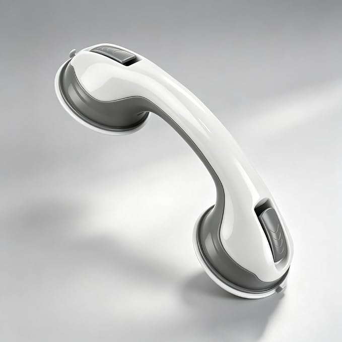 Suction Grab Bars for Shower, Safety Handle Support for Bathroom (1, Gray, 12in)