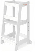 Stepup Baby Toddler Standing Tower - 3 Level Adjustable Wooden Kitchen Step Stool, Bathroom Sink, Kitchen Counter, Kids 18 Months to 4 Years Gift - White