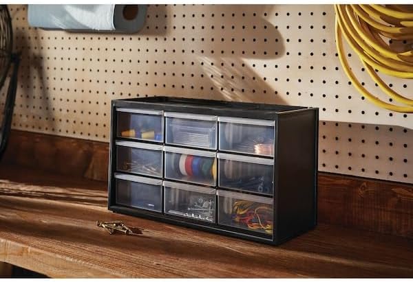 CRAFTSMAN Plastic Storage Organizer Bin System, 9 Compartment, Modular, Home Office (‎CMST40709)