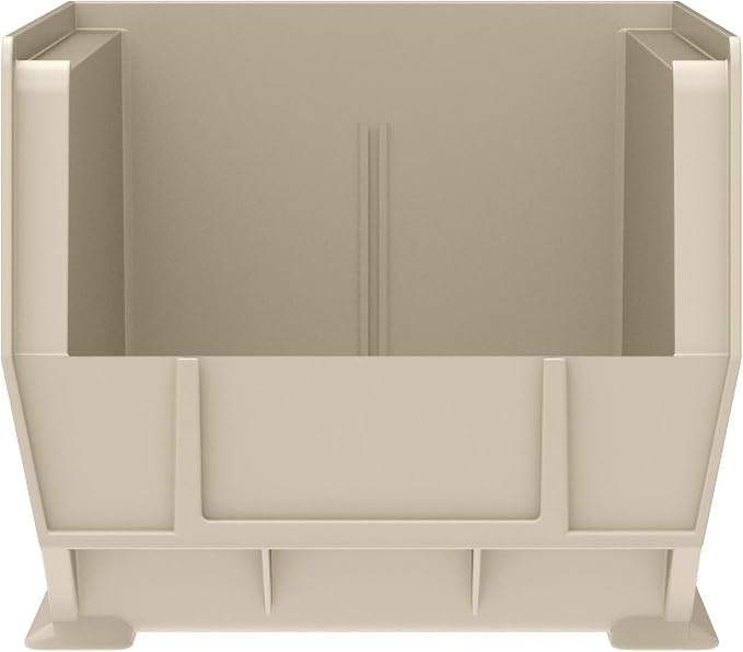 Akro-Mils 30240 AkroBins Plastic Storage Bins, Space-Saving Stackable Bins for Garage, Pantry, Craft Organization, 15" x 8" x 7", Stone, 12-Pack
