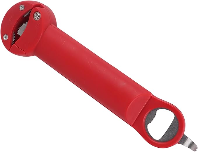 HURRISE Stainless Steel Screwer 3 in Multifunctional Retractable Jar Bottle Opener & Tab Opener - Essential Kitchen Tool (Red)