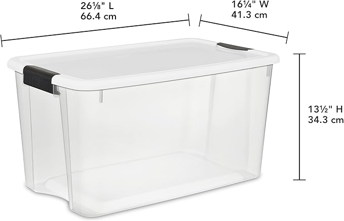 Sterilite 8-Pack 70 Quart Ultra Latch Box, Clear Storage Organizer Bins with Latching Lids - Stackable Plastic Containers for Home Organization in Garage, Attic, Basement, and Closet